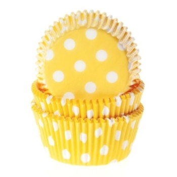 Cupcake Backförmchen - Gelb mit weissen Punkten